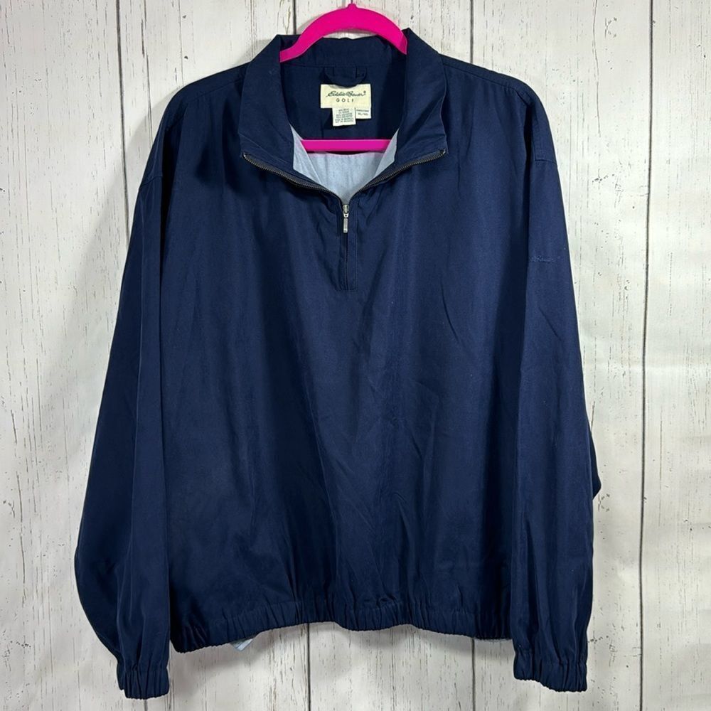 Vintage Eddie Bauer Golf Navy Quarter Zip Pullover XL 90s Preppy Sporty Classic